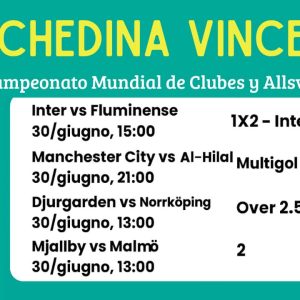 Schedina Vincente – Campeonato Mundial de Clubes y Allsvenskan 30 Giugno 2025 (❌Persa)