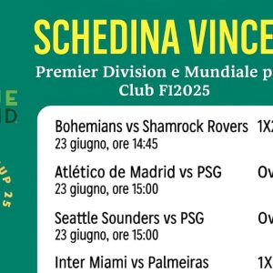 Schedina Vincente – La migliore combinazione per la Coppa del Mondo per Club e la Premier League irlandese – 23 giugno 2025 (❌ Persa)