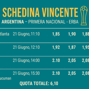 Schedina Vincente – Primera Nacional 21 Giugno 2025 (❌Persa)