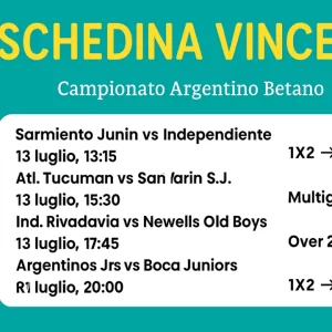 Schedina Vincente – Campeonato Argentino Betano Clausura 13 Luglio 2025 (❌Persa)