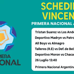 Schedina Vincente – Campeonato Argentina Primera Nacional – 26 Luglio 2025