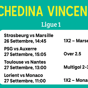 Schedina Vincente – Ligue 1 Francia 26-27 Settembre 2025