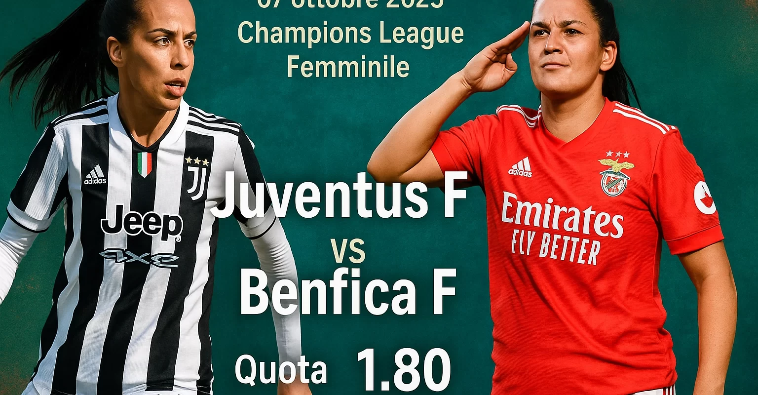 Pronostico Champions League Femminile Juventus F vs Benfica F | Quote, Statistiche e Analisi Pre-Partita
