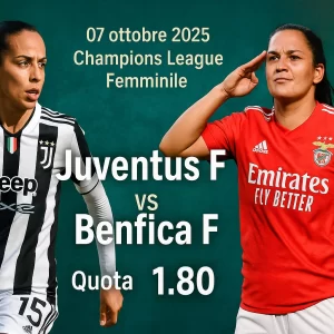 Pronostico Champions League Femminile Juventus F vs Benfica F | Quote, Statistiche e Analisi Pre-Partita