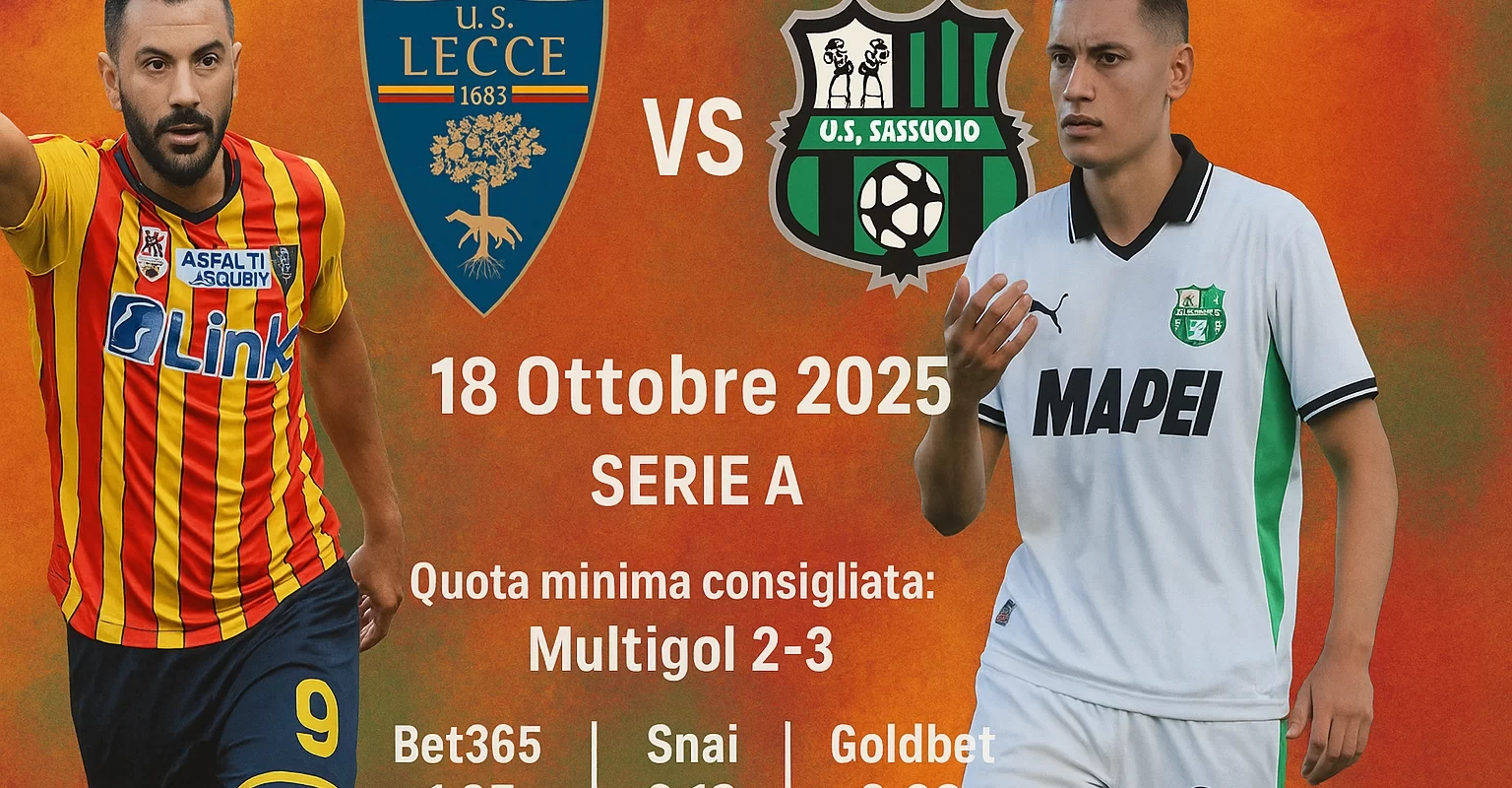 Pronostico Serie A Lecce vs Sassuolo | Quote, Statistiche e Analisi Pre-Partita